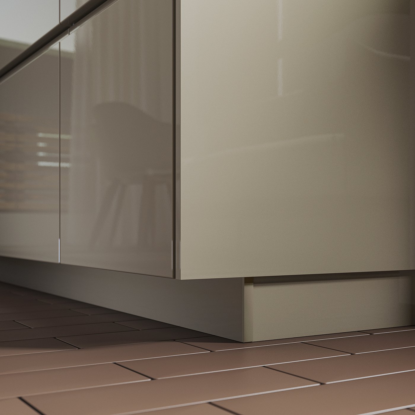 VOXTORP kitchen plinth, beige, laminated plastic, rectangular, sleek edge.