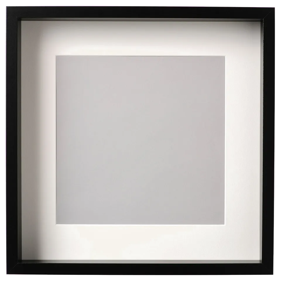 Black SANNAHED picture frame with white inner border, square shape, simple design.