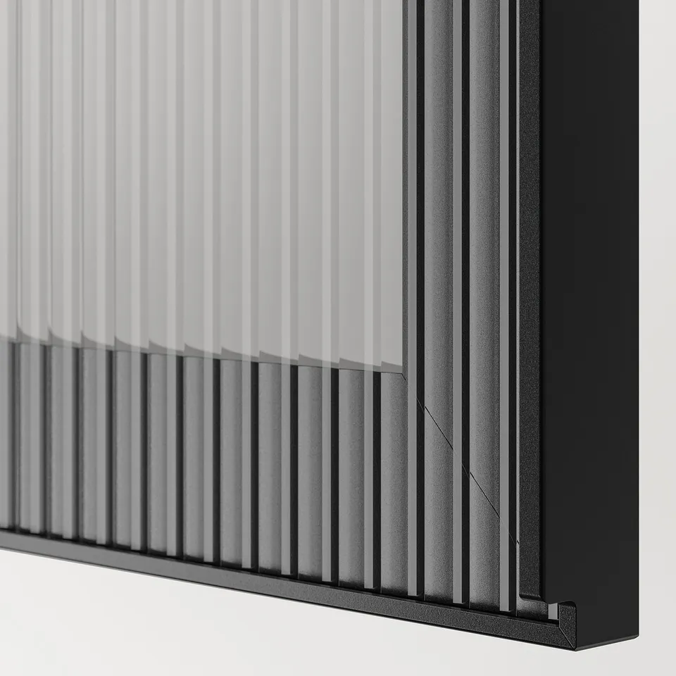 Black and silver striped modern panel, reflecting light; sleek, stylish design.