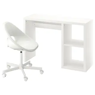 KALLAX / LOBERGET desk and chair, white