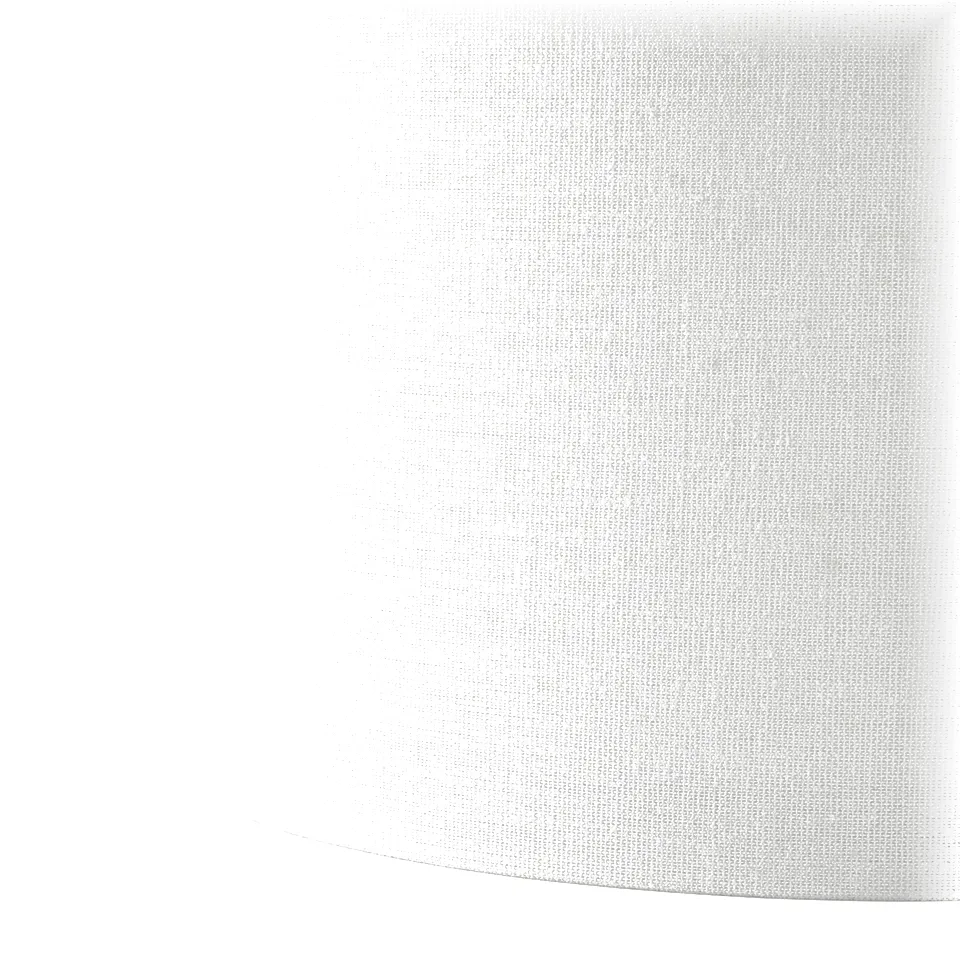 Close-up of a white circular lampshade with a textured finish, part of a modern, flat-pack lampshade kit.