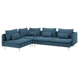 SÖDERHAMN corner sofa, 4-seat, with open end/Tallmyra blue, Depth 99 cm