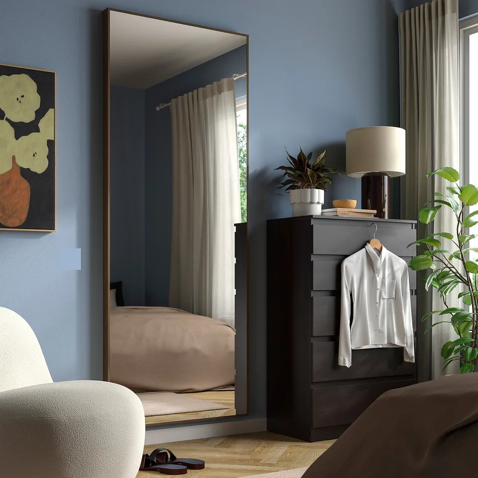 HOVET Mirror, oak effect/brown, 78x196 cm