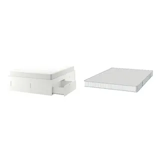 BRIMNES/BRUKSVARA Bed with 16cm thick mattress, pocket sprung, foam, extra firm