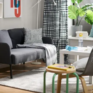 GLOSTAD/HOLMVI/JORDKASTANJ set: 2-seat sofa + cushion + throw