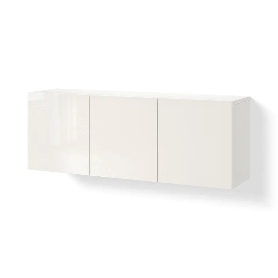 BESTÅ Wall-mounted cabinet combination, white/Selsviken high-gloss/white, 180x42x64 cm