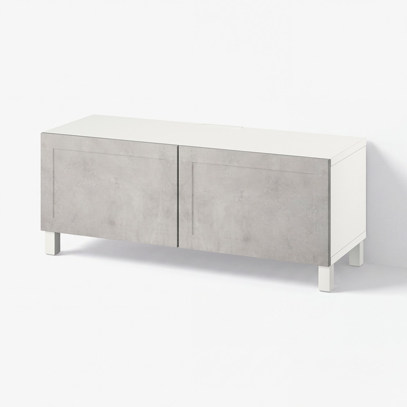 BESTÅ TV bench with doors, white Kallviken/Stubbarp/light grey, 120x42x48 cm