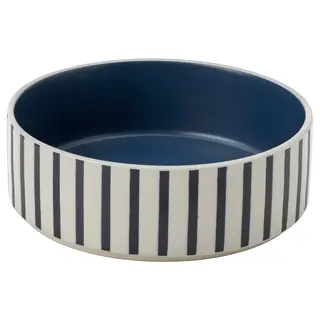 UTSÅDD pet bowl, stripe pattern black-blue/dark blue, 15 cm
