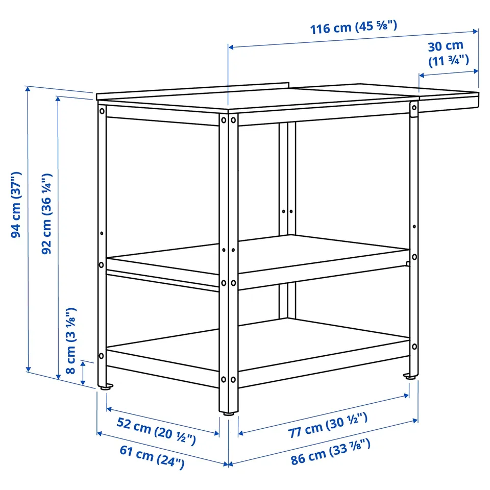 Illustration with measurements for the product: GRILLSKÄR.