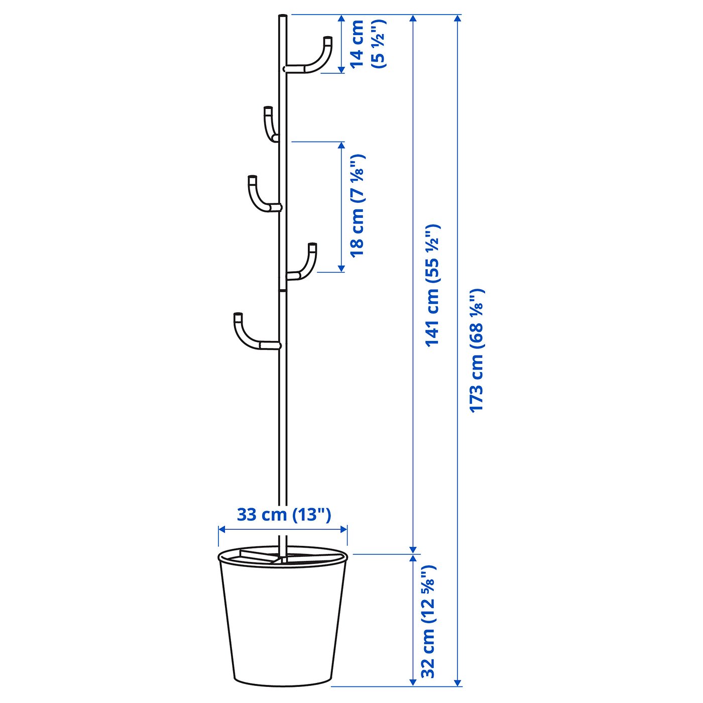 Illustration with measurements for the product: ÄLGANÄS.
