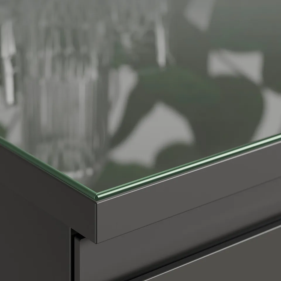 STORKLINTA Glass top, transparent, 140x50 cm