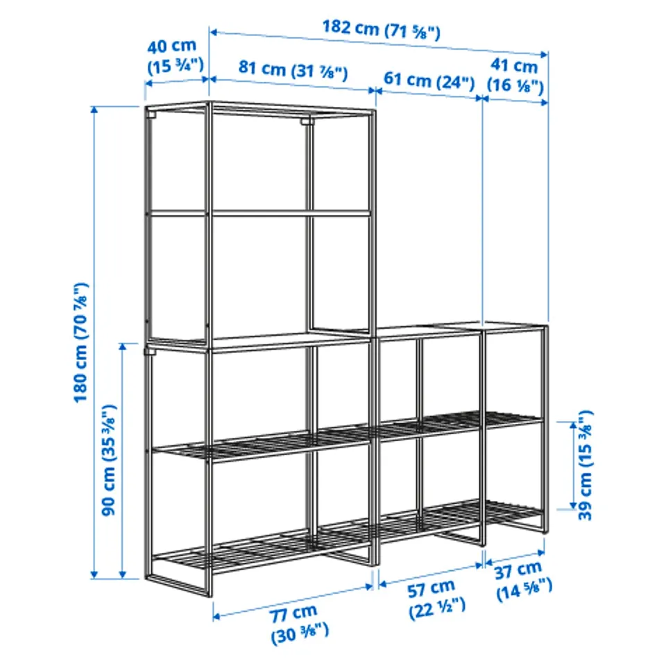 Illustration with measurements for the product: JOSTEIN.