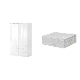 MUSKEN/STUK set: wardrobe with 2 doors+3 drawers + storage case