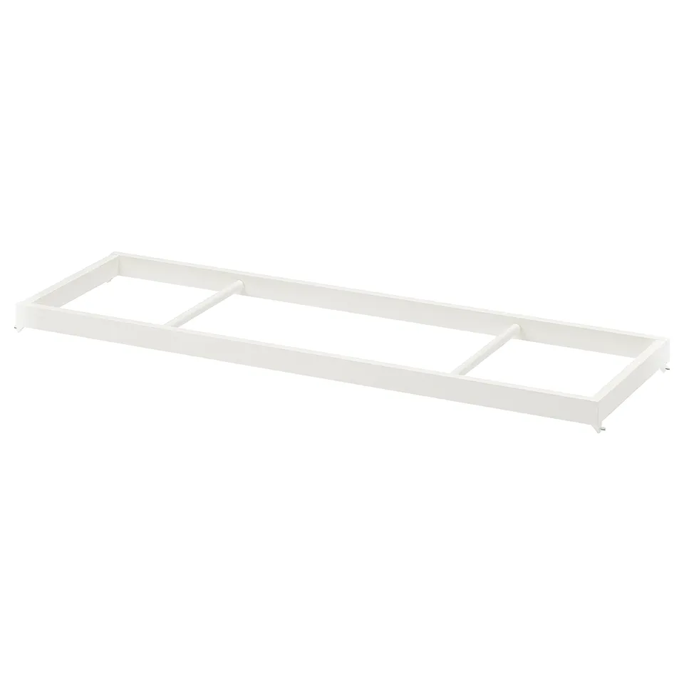 White KOMPLEMENT clothes rail, metal, rectangular, minimalist design.