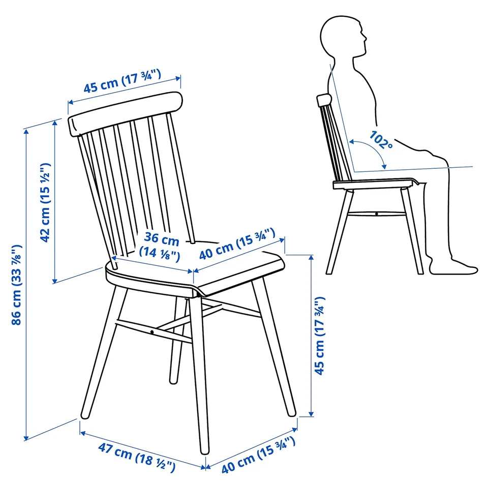 Illustration with measurements for the product: NORDEN.