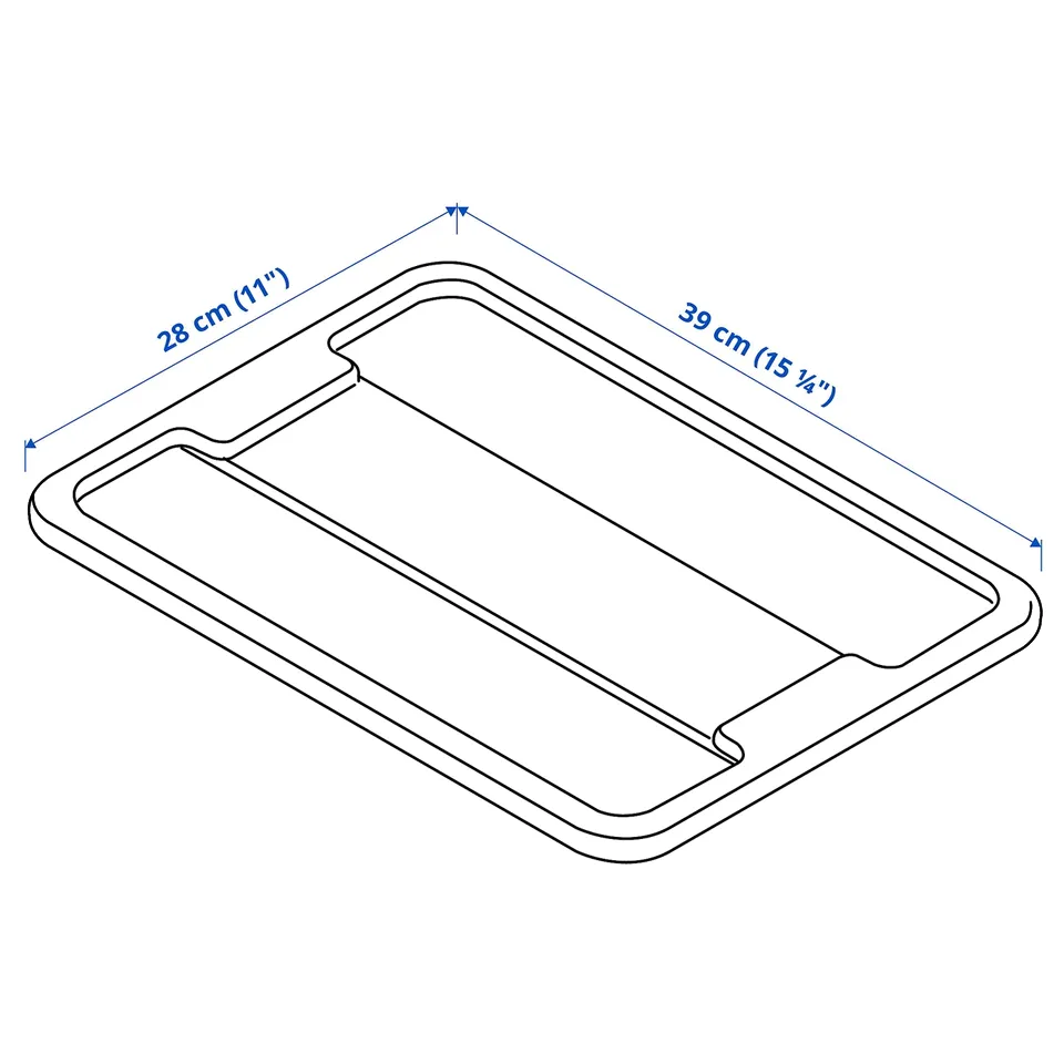 Illustration with measurements for the product: SAMLA.