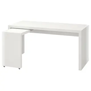 MALM desk with pull-out panel, white, 151x65 cm