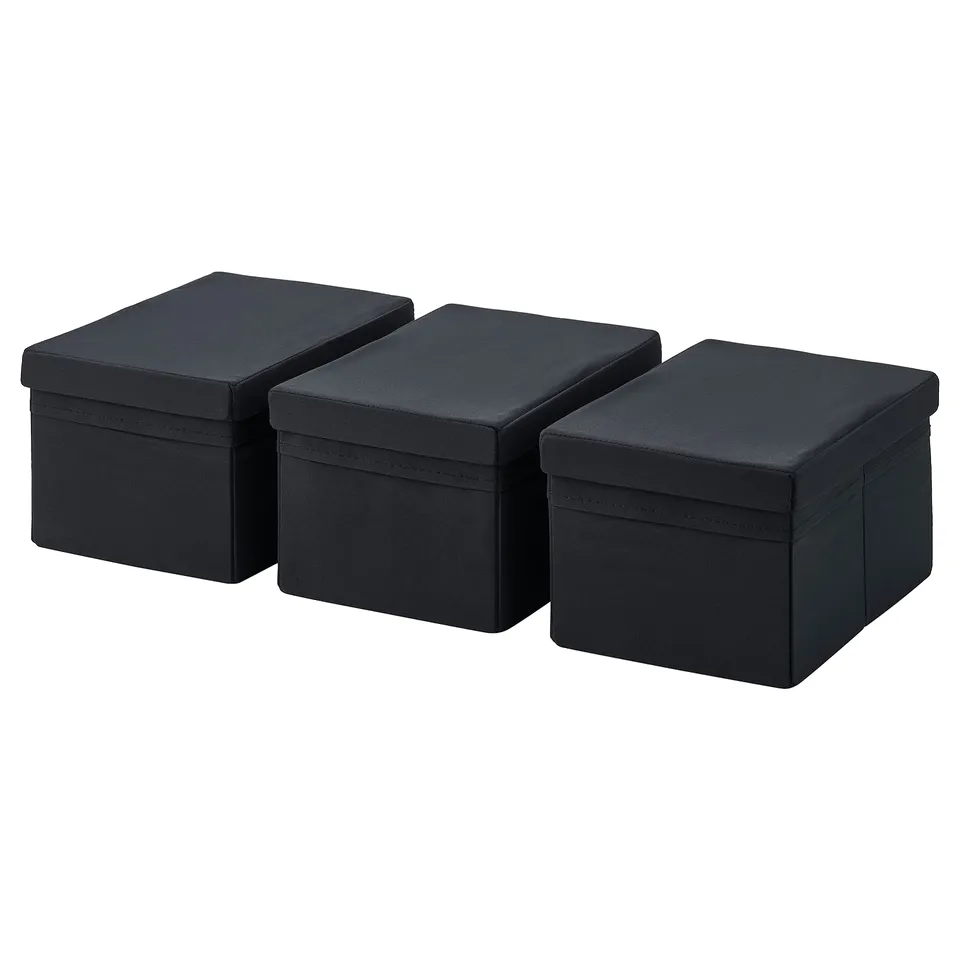 DRÖNA Box with lid, black, 19x26x15 cm