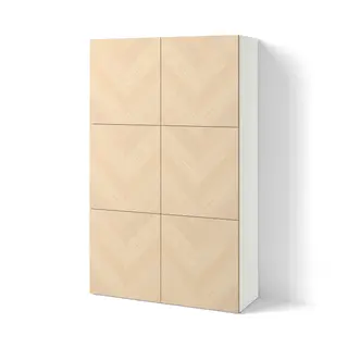 BESTÅ storage combination with doors, white/Hedeviken ash veneer, Width 120 x Depth 42 x Height 193 cm