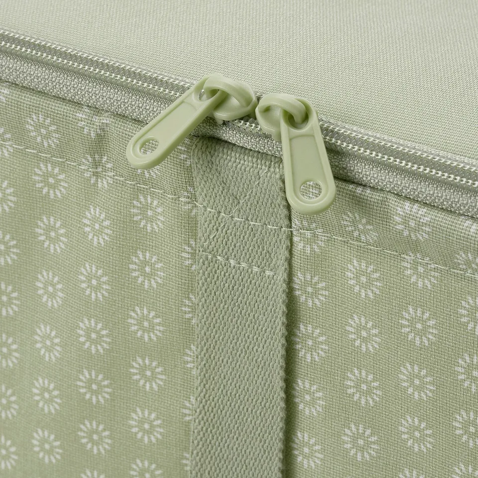 HEMMAFIXARE Storage case, flower/pale grey-green, 44x51x19 cm