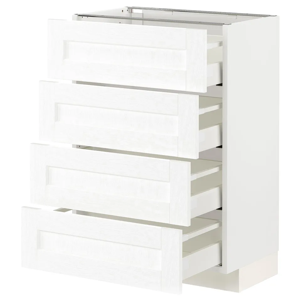 White METOD kitchen drawers with modern, minimalist design.