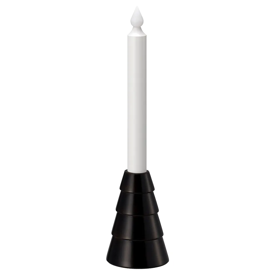 STRÅLA LED candle, battery-operated/wood black
