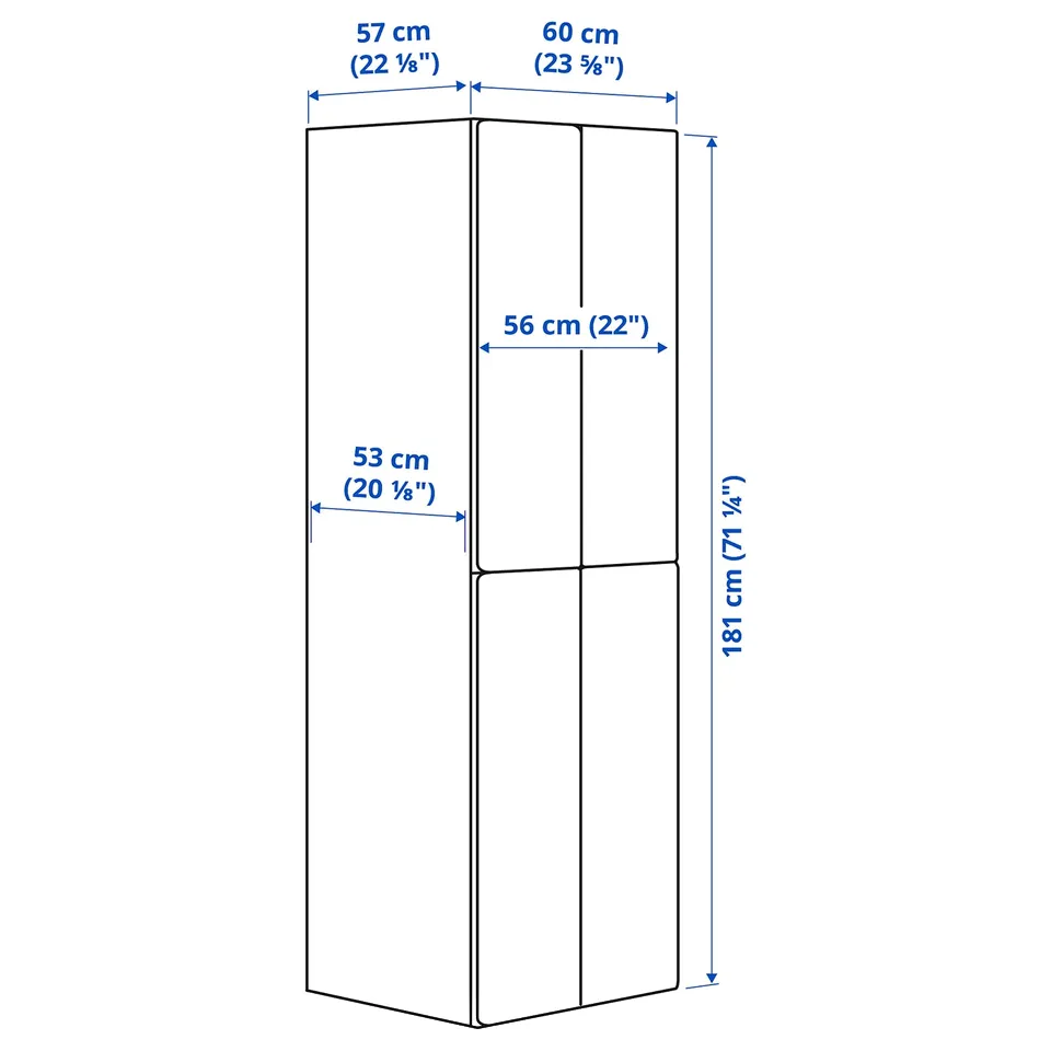 Illustration with measurements for the product: SMÅSTAD.