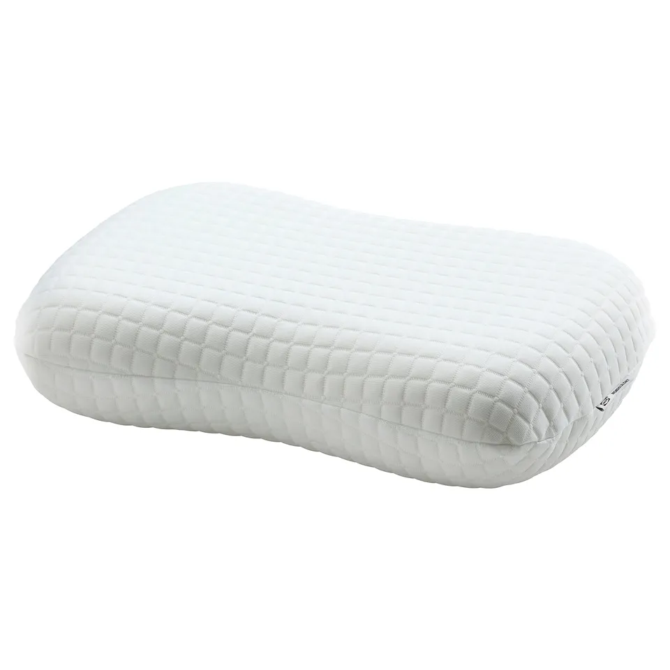 NORDSTÅLÖRT: white, memory foam pillow for back/side sleepers, quilted cover.