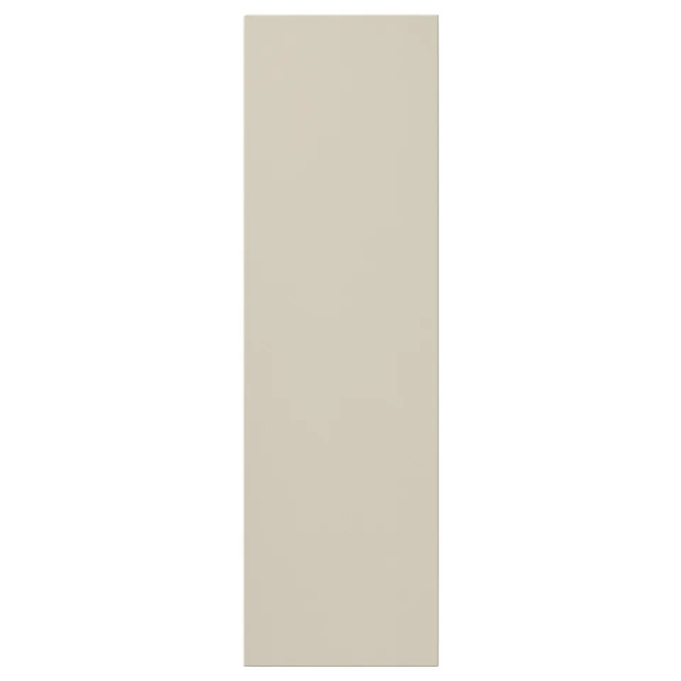 A beige rectangular cabinet door with smooth lines and a modern style.