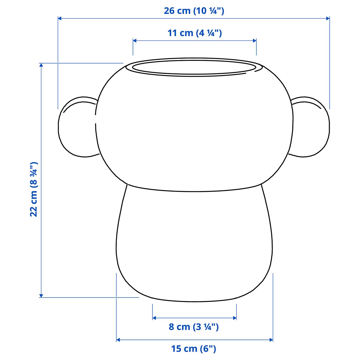 Illustration with measurements for the product: IKEA PS 2026.