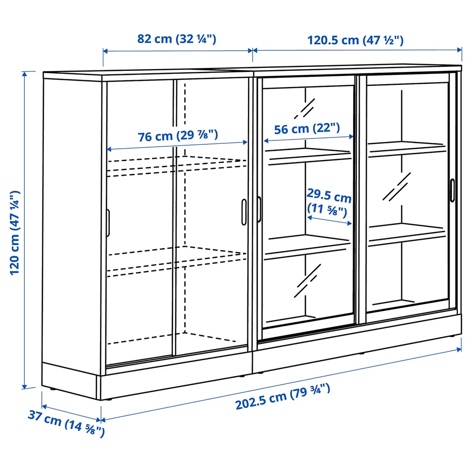 Illustration with measurements for the product: TONSTAD.