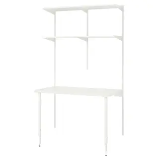BOAXEL / LAGKAPTEN shelving unit with table top, white, Width 124.8 x Depth 62.0 x Height 200.6 cm