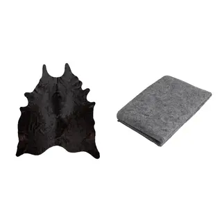 KOLDBY/STOPP set: cow hide + rug underlay with anti-slip