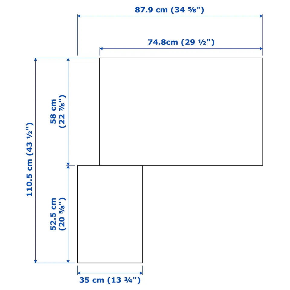 Illustration with measurements for the product: PAX.