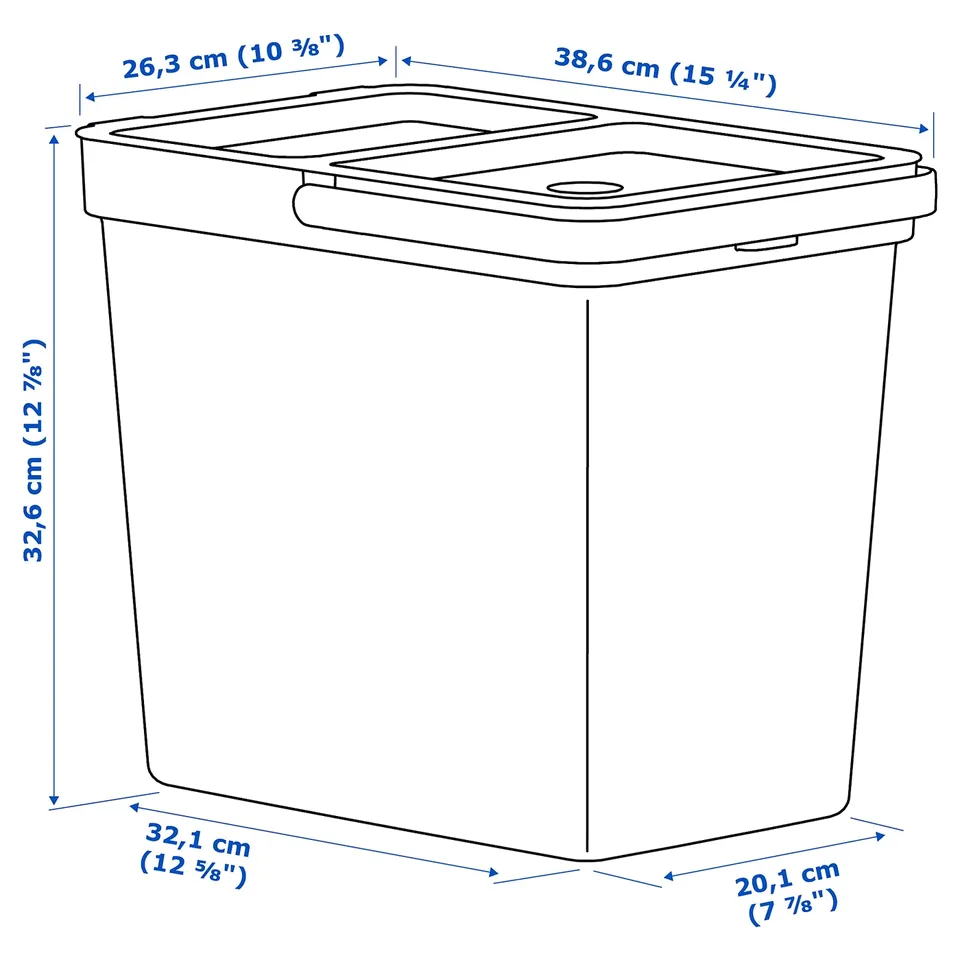Illustration with measurements for the product: HÅLLBAR.