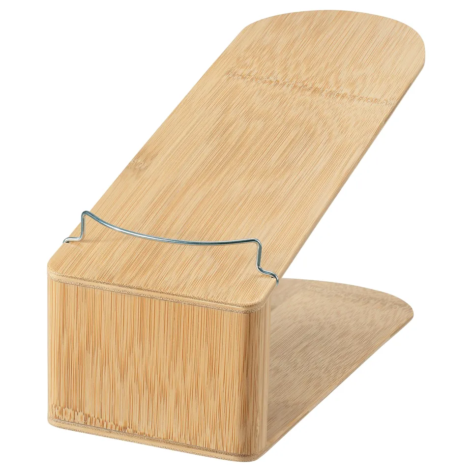 HÖSVANS bamboo shoe rack, natural. Lean-style design with metal wire top.