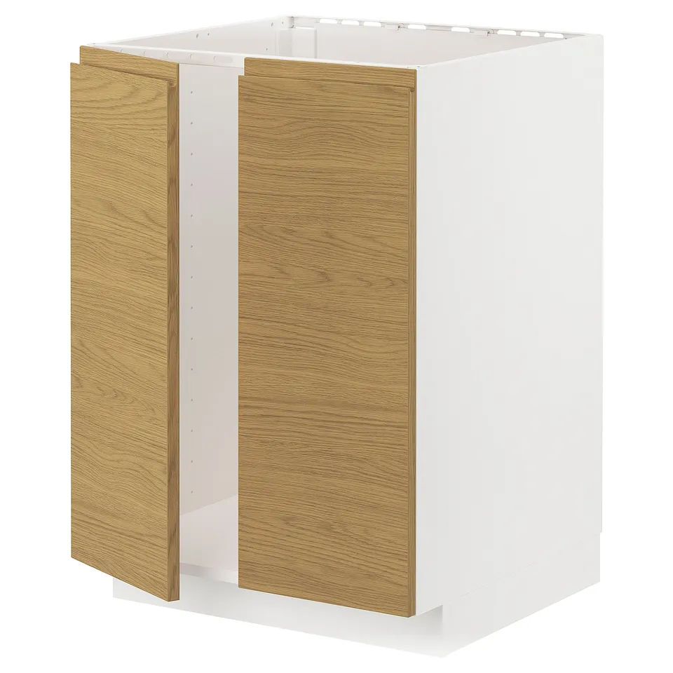 METOD kitchen cabinet, white and oak, modern minimalist design.