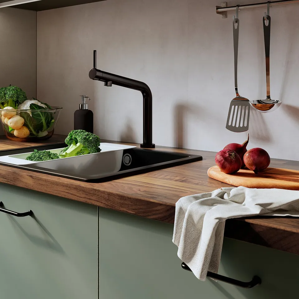 KARLBY Worktop, walnut/veneer, 246x3.8 cm