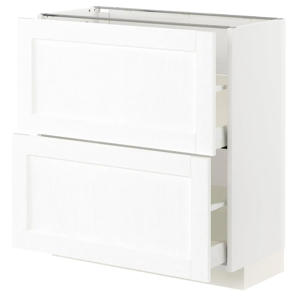 White METOD kitchen cabinet with drawer, modern design.