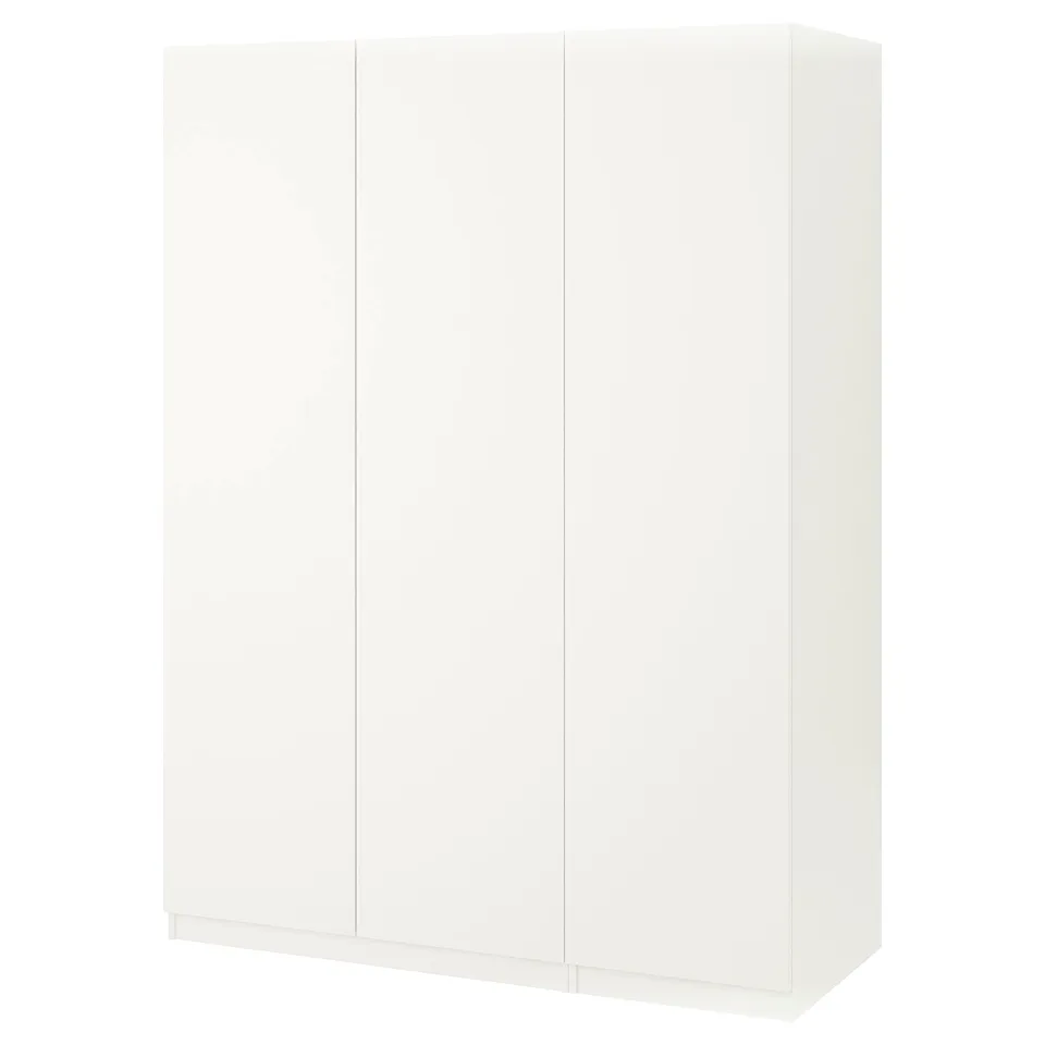 A white PAX wardrobe featuring simple design, clean lines, and minimalist aesthetics.