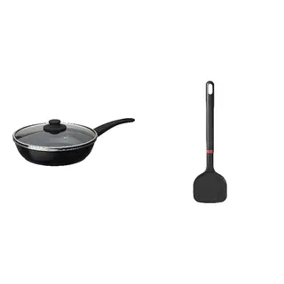 BESINNING/HEMLAGAD set: sauté pan with lid + wok spatula