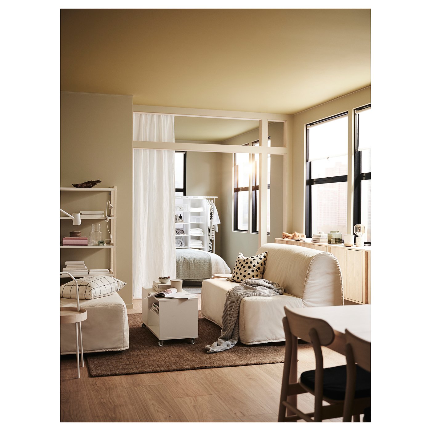LYCKSELE MURBO 2-seat sofa-bed, Ransta natural