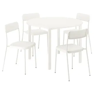 VIHALS / VIHALS table and 4 chairs, white white/white, 107 cm