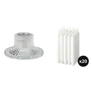 FINSMAK/JUBLA set: candlestick + unscented chandelier candle x20