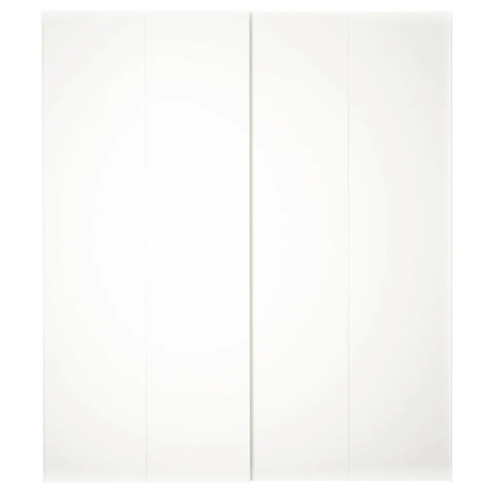 HASVIK white sliding door panels, matte finish, aluminium rails, rectangular.