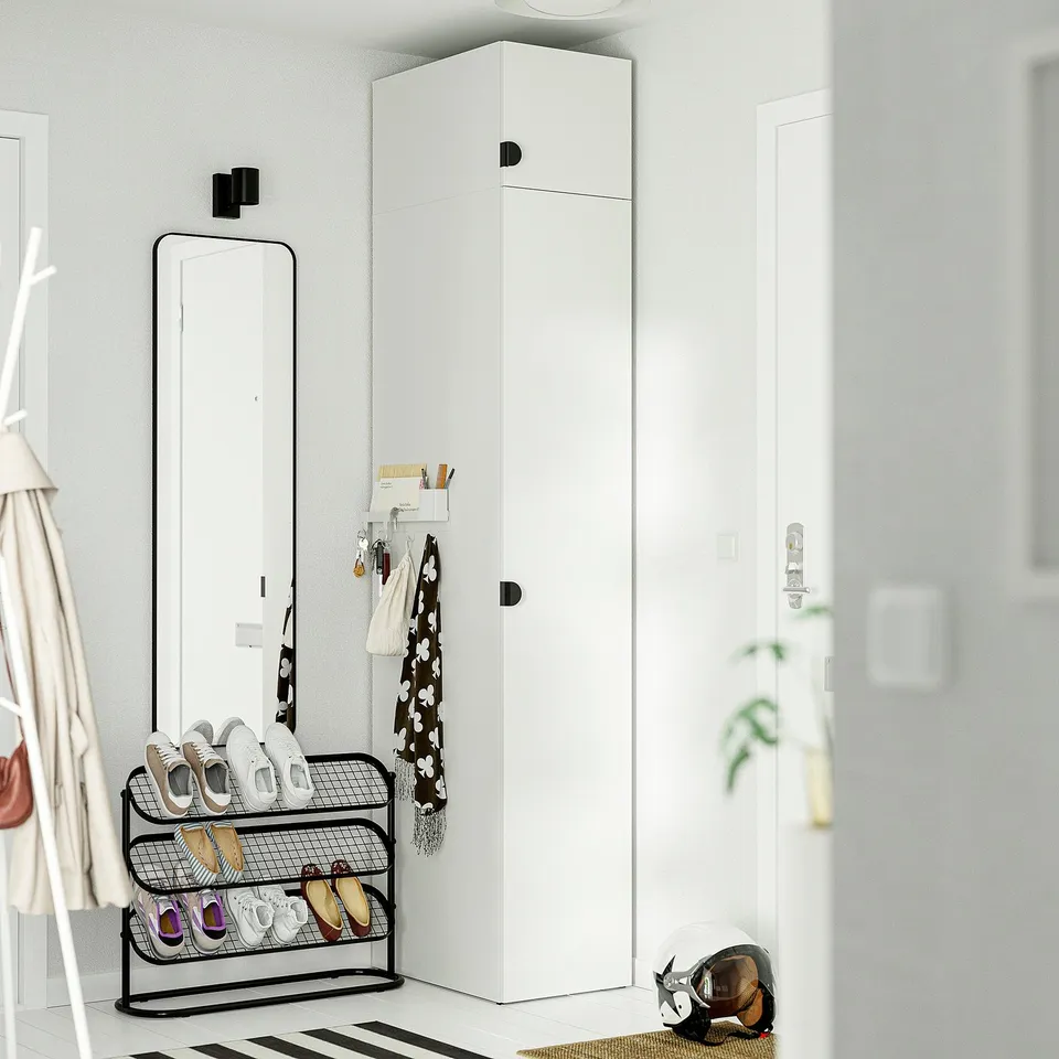 LASTARE Wardrobe combination, white/with height extension unit, 40x62x237 cm