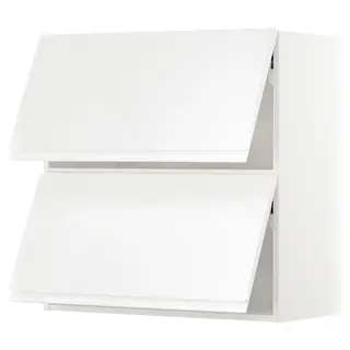 METOD wall cabinet horizontal w 2 doors, white/Voxtorp high-gloss/white, Width 80.0 x Height 80.0 cm