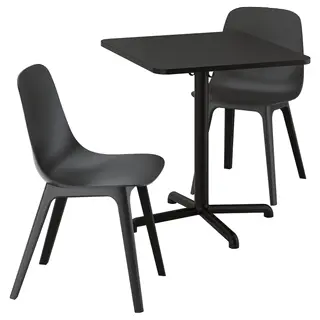 STENSELE / ODGER table and 2 chairs, anthracite anthracite/anthracite, 70x70 cm