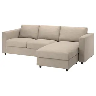 VIMLE 3-seat sofa-bed, with chaise longue/Hillared beige, Width 271 x Depth 98 cm