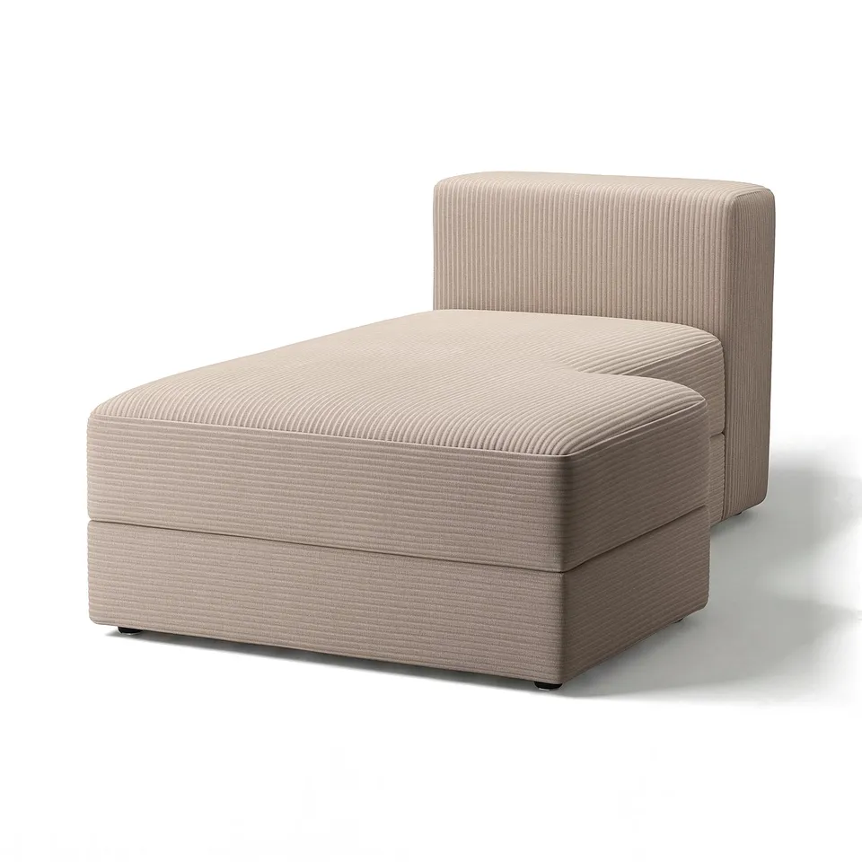 Beige JÄTTEBO chaise lounge, upholstered, ribbed fabric, l-shaped.